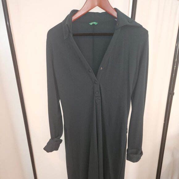 United Colors of Benetton Dark Green Long Sleeve Shirt Dress - Picture 1 of 2